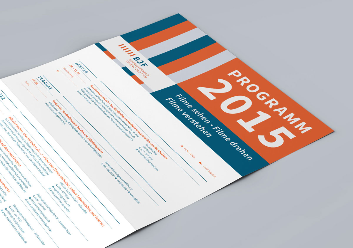 Corporate Design, Implementierung – BJF Bundesverband Jugend und Film 7 Programmflyer Print Design