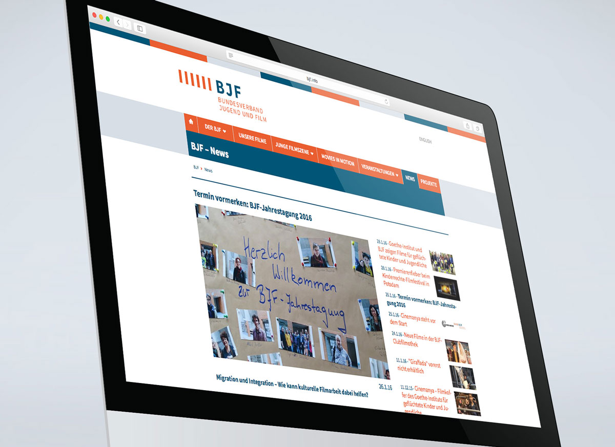Corporate Design, Implementierung – BJF Bundesverband Jugend und Film 12 Webdesign - Bundesverband