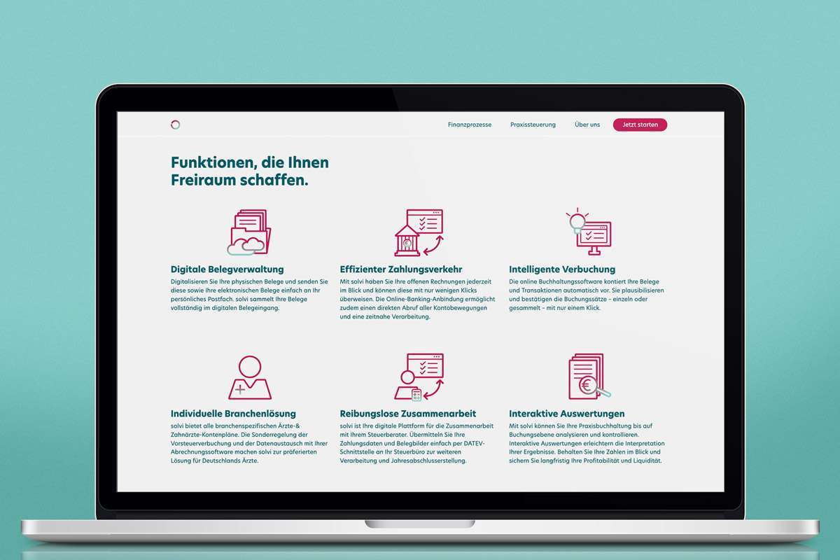 DBF DesignbueroFrankfurt Solvi Branding Website Desktop Funktion