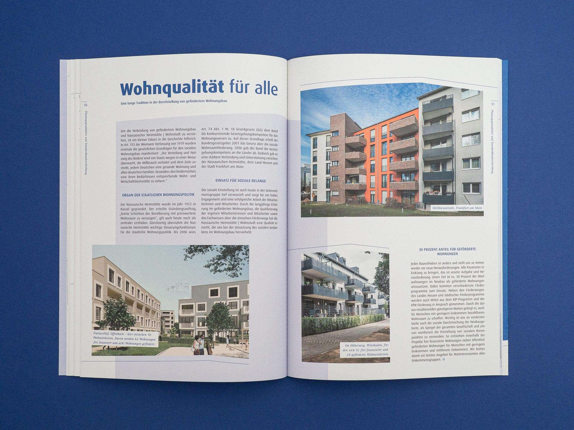 Wohnungsbau für alle – Unternehmensgruppe Nassauische Heimstätte I Wohnstadt 7 nh broschuere neubau wohnungsbau doppelseite 50 51