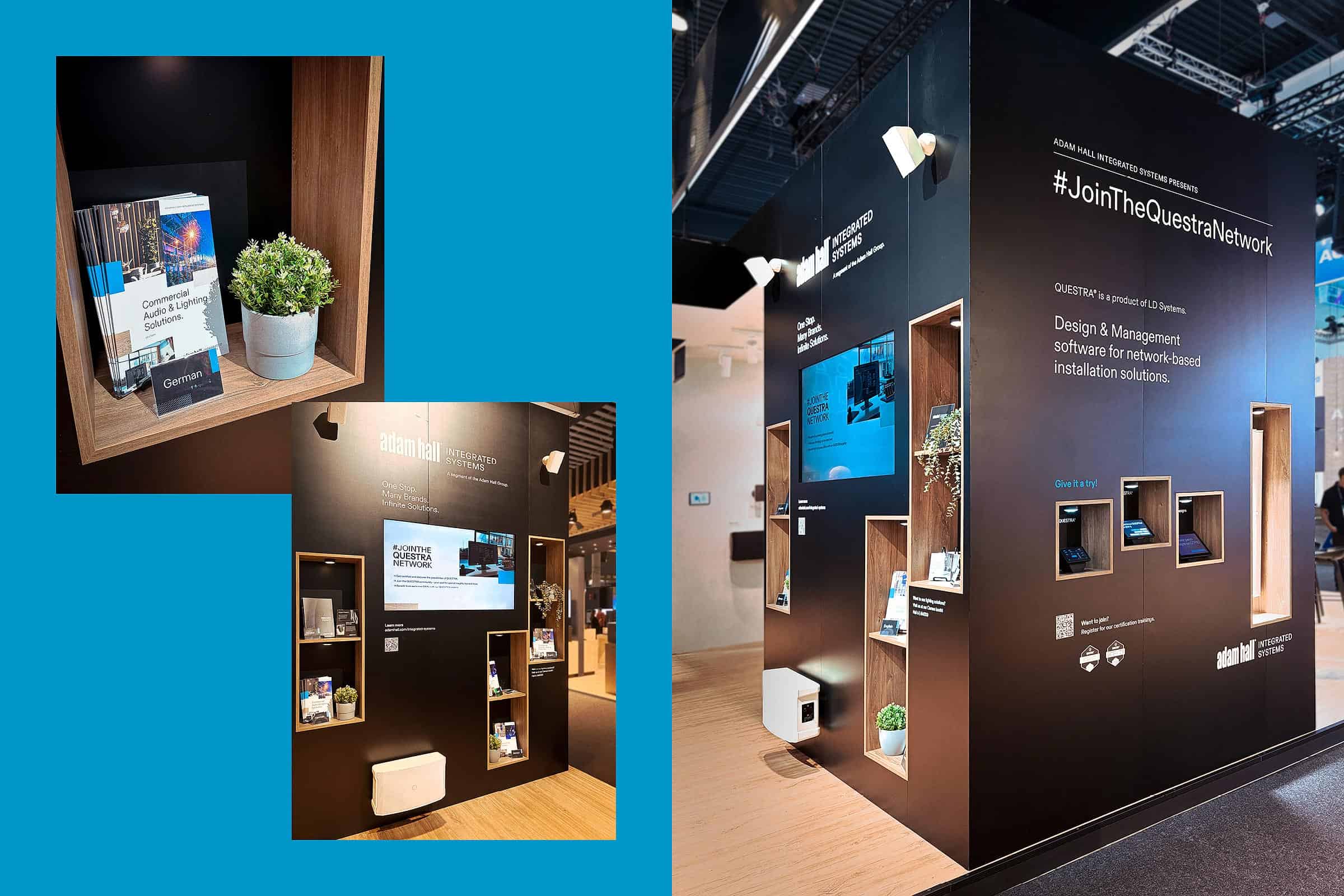Markeninszenierung für Adam Hall Integrated Systems auf der ISE Barcelona 4 Adam Hall Integrated Systems Questra dbf Messestand